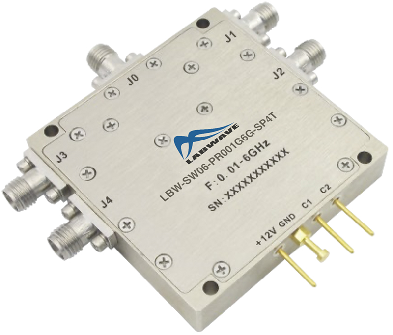 Отражающий коаксиальный переключатель SP4TLabwave LBW-SW06-PR001G6G-SP4Tс диапазоном от 10 МГц до 6 ГГц