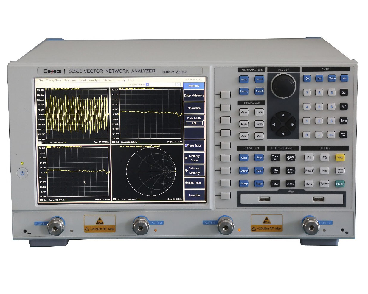 Векторный анализаторCeyear серии 3656: 3656A/B/Dс диапазоном частот от 100 кГц до 20 ГГц
