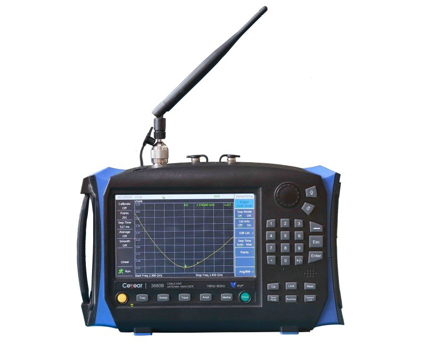 Анализатор кабелей и антеннCeyear серии 3680: 3680A/Bс диапазоном частот от 1 МГц до 8 ГГц