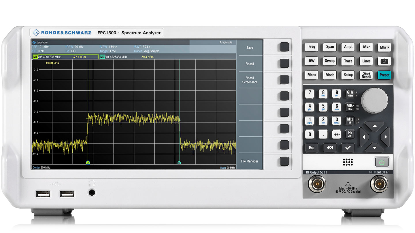 Анализатор спектра Rohde&Schwarz FPCс диапазоном частот от 5 кГц до 3 ГГц
 Модели:


	R&S®FPC1000
	R&S®FPC1500
