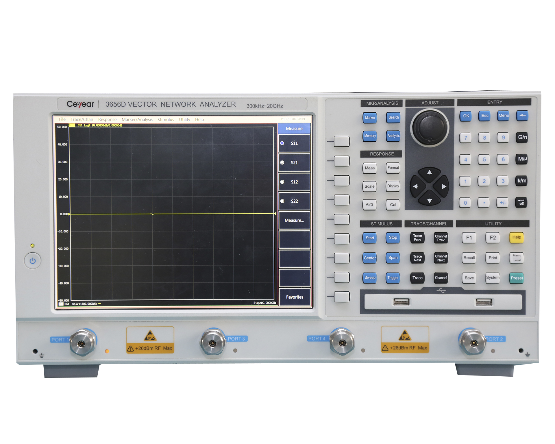 Векторный анализаторCeyear серии 3656: 3656A/B/Dс диапазоном частот от 100 кГц до 20 ГГц