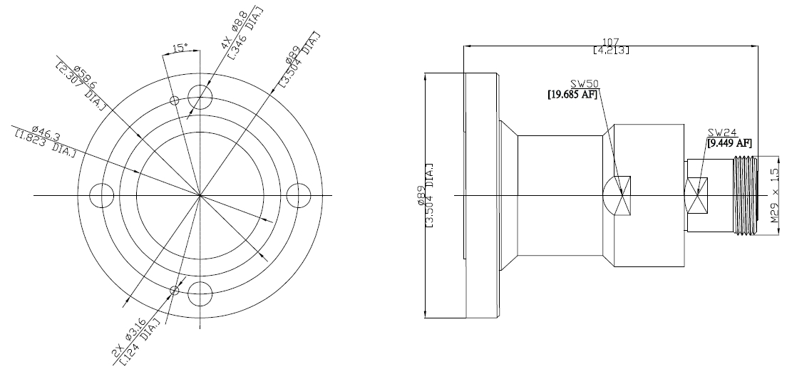 Адаптер коаксиальный, 7/16(m) – EIA 1 5/8" фланец, 3 ГГц