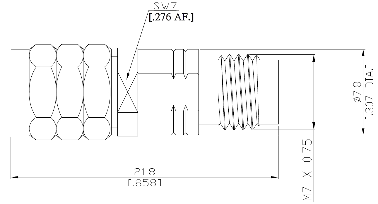 Адаптер коаксиальный, 1.85мм(m) – 1.85мм(f), 67 ГГц