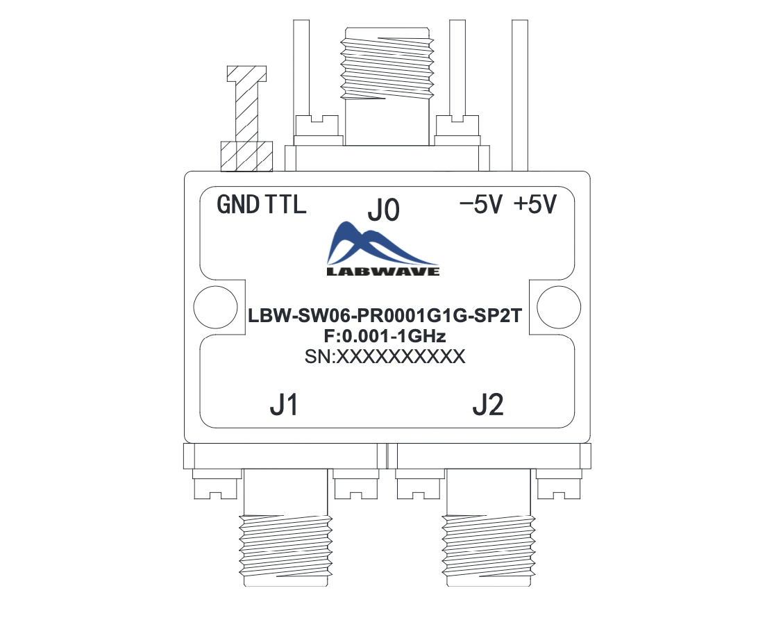 Отражающий коаксиальный переключатель SP2TLabwave LBW-SW06-PR0001G1G-SP2Tс диапазоном от 1 МГц до 1 ГГц