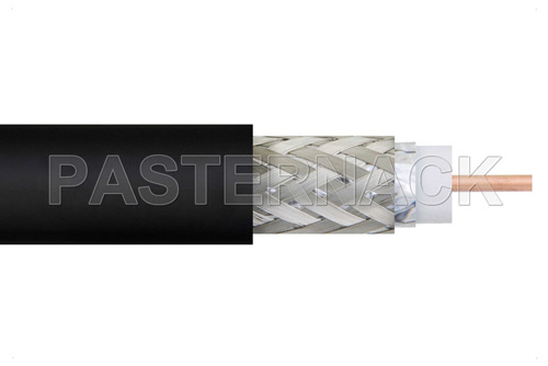 Low Loss Flexible LMR-200-FR Fire Rated Rated Coax Cable Double Shielded with Black FRPE Jacket