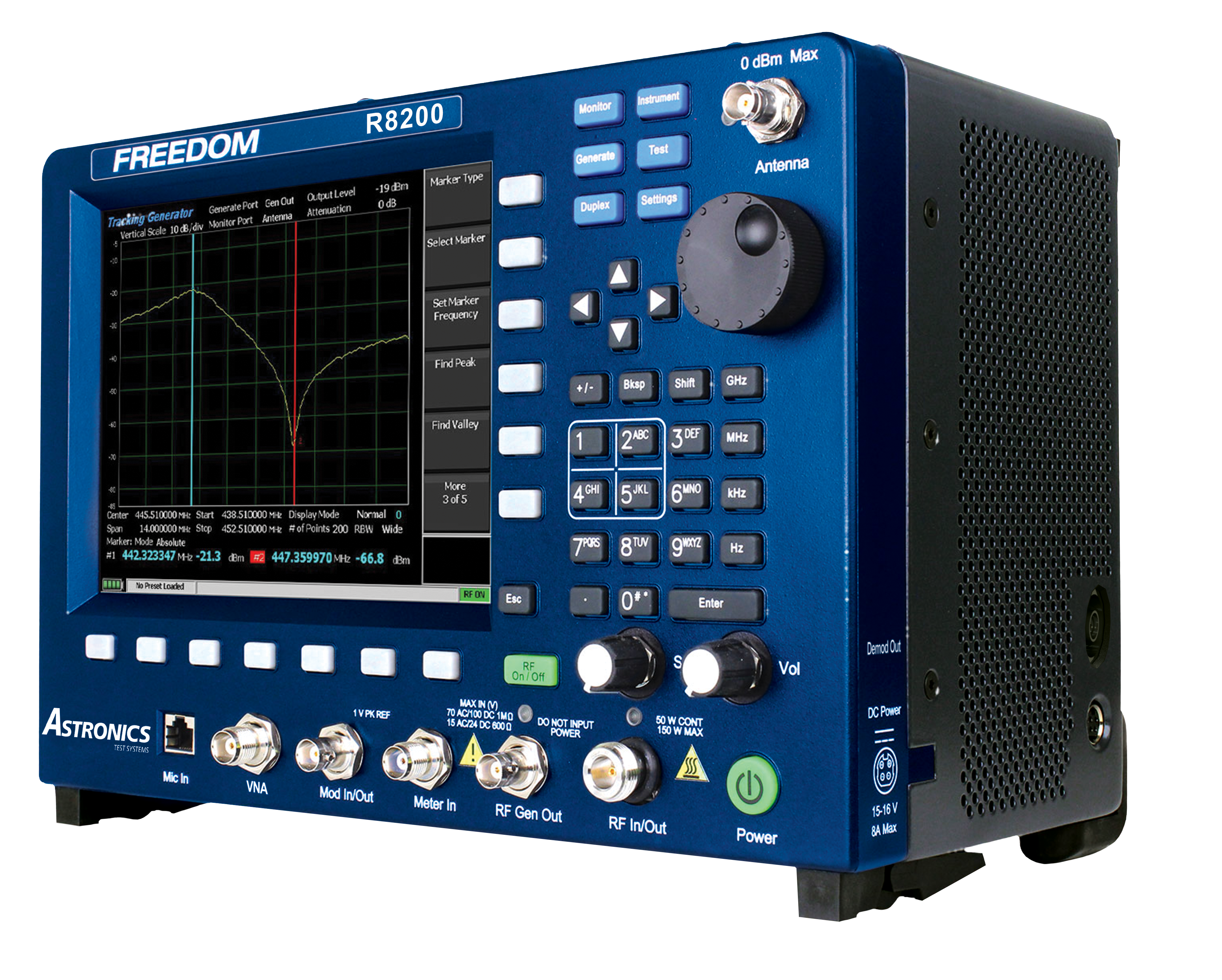 Анализатор аналоговых/цифровых систем радиосвязиFreedom R8200с диапазоном частот 1 МГц - 3 ГГц