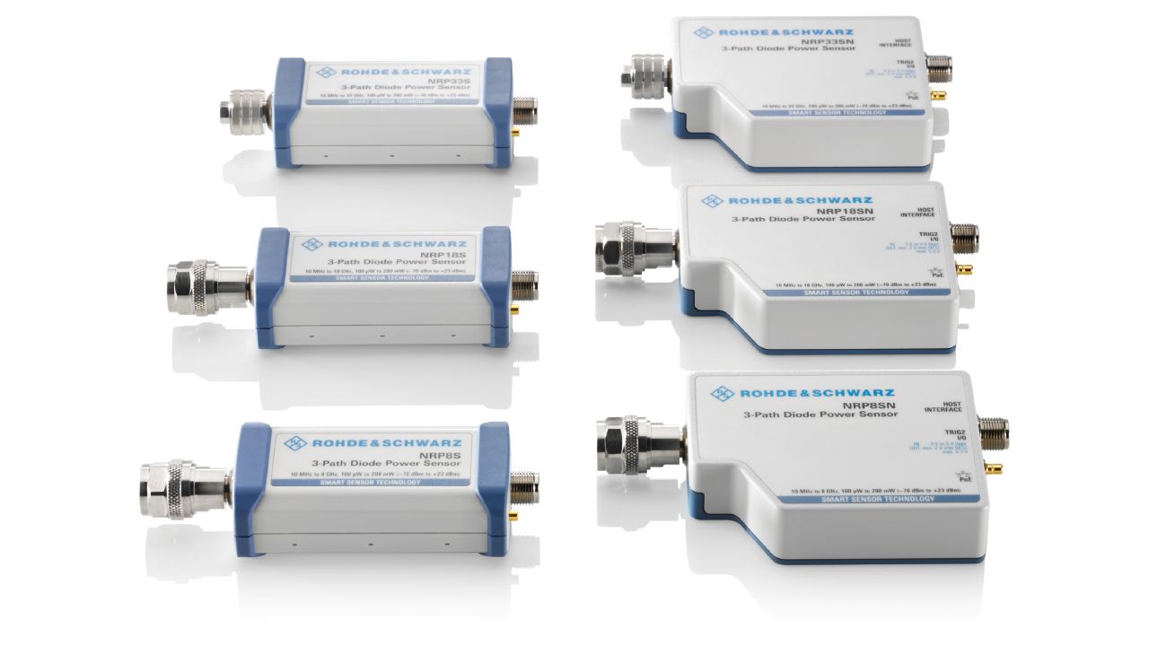 Трехканальные диодные датчики мощности
 Rohde & Schwarz NRPxxS/SN/SN-V
 с диапазоном от 10 МГц до 67 ГГц
 