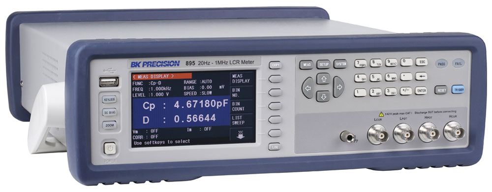 Настольный LCR-измеритель 1 МГц 5 мВ - 2 В СКЗ, до 3 А, базовая погрешность 0,05%