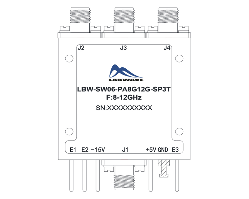 Поглощающий коаксиальный переключатель SP3TLabwave LBW-SW06-PA8G12G-SP3Tс диапазоном от 8 ГГц до 12 ГГц