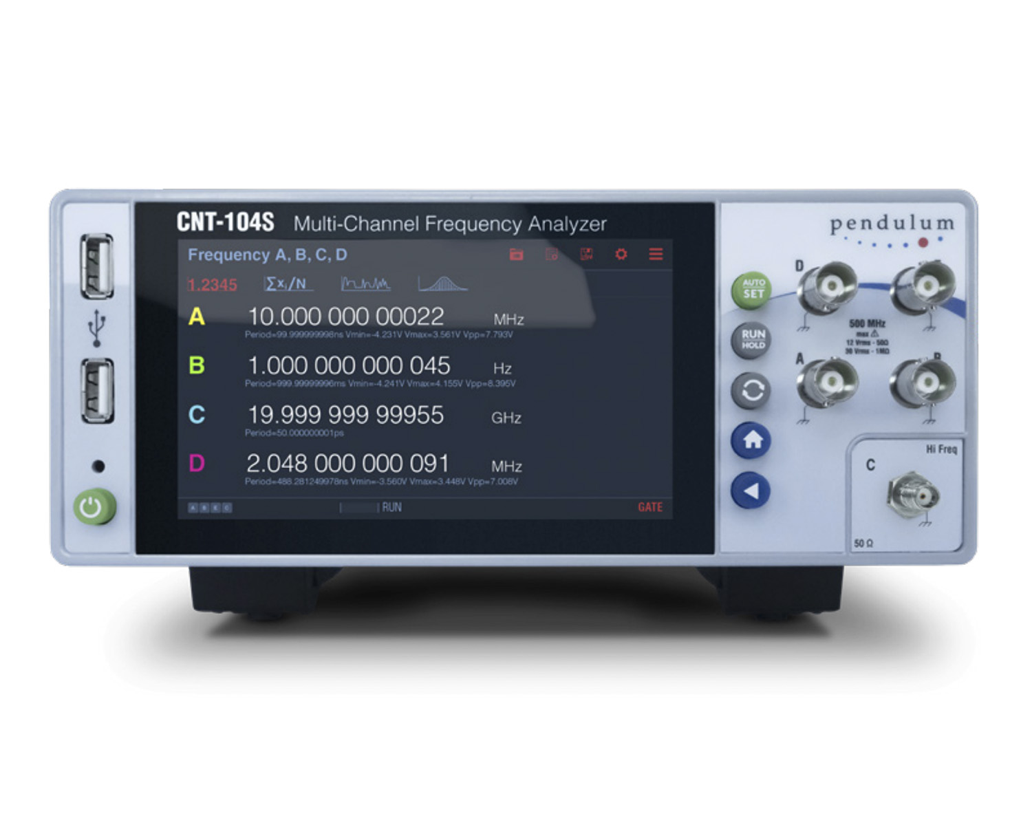 Частотомер электронно-счётный
Pendulum Instruments CNT-104Sс диапазоном от DC до 400 МГц, 4 канала