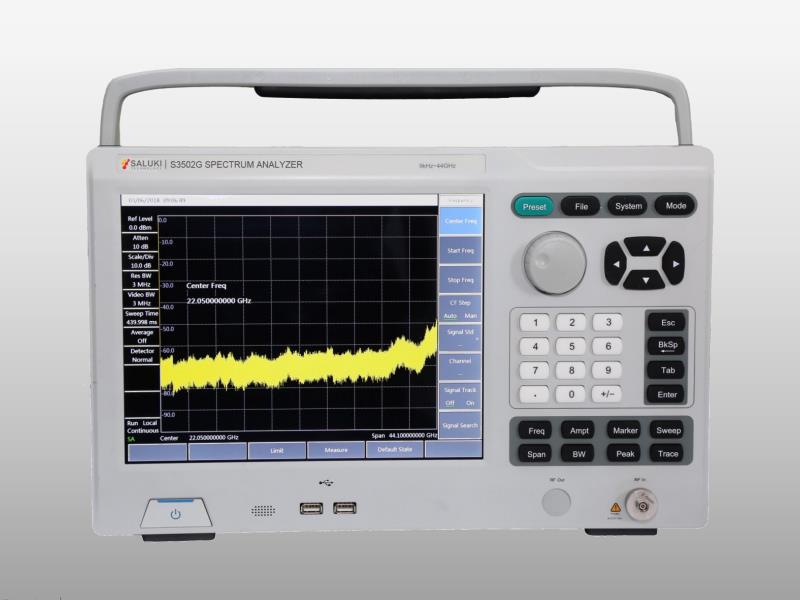 Анализаторы спектра Saluki серии S3502
с диапазоном от 9 кГц до 44 ГГц