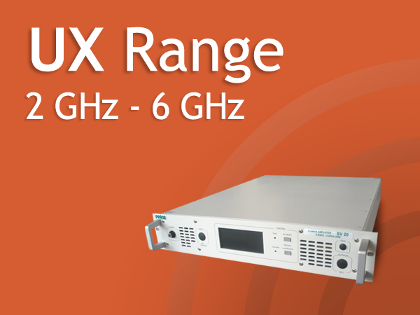 Усилители мощности Prana серии UX с диапазоном частот от 2 ГГц до 6 ГГц и мощностью до 180 Вт.