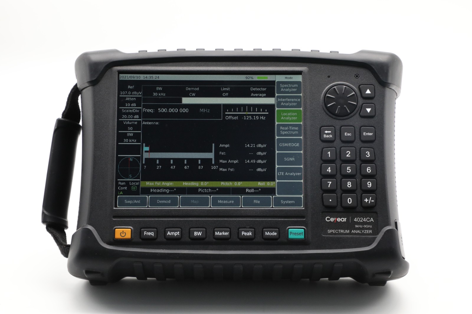 Портативный анализатор спектраCeyear 4024CAс диапазоном частот от 9 кГц до 9 ГГц