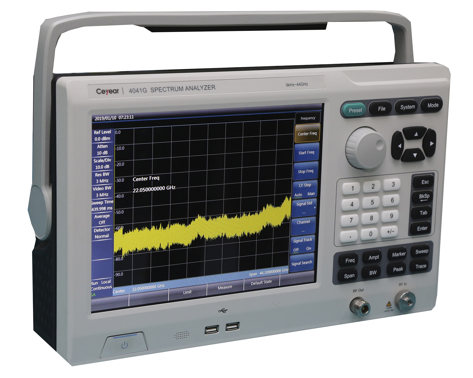 Портативные анализаторы спектраCeyear серии 4041:4041D/E/F/Gс диапазоном частот от 9 кГц до 44 ГГц