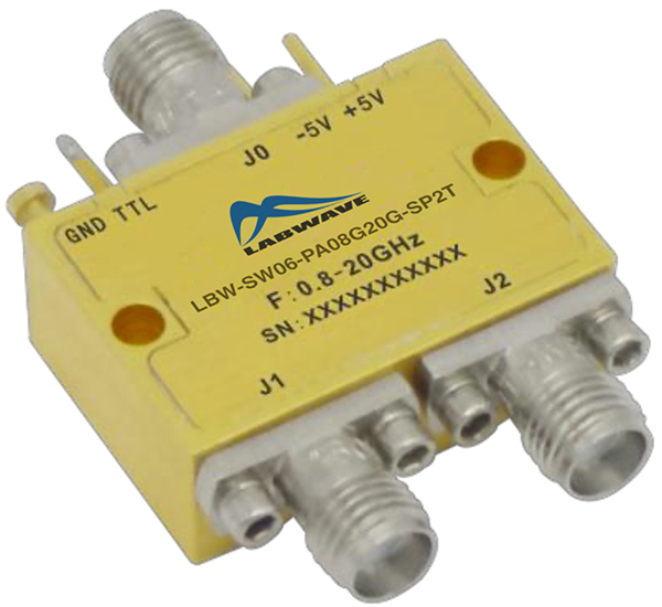 Поглощающий коаксиальный переключатель SP2TLabwave LBW-SW06-PA08G20G-SP2Tс диапазоном от 800 МГц до 20 ГГц